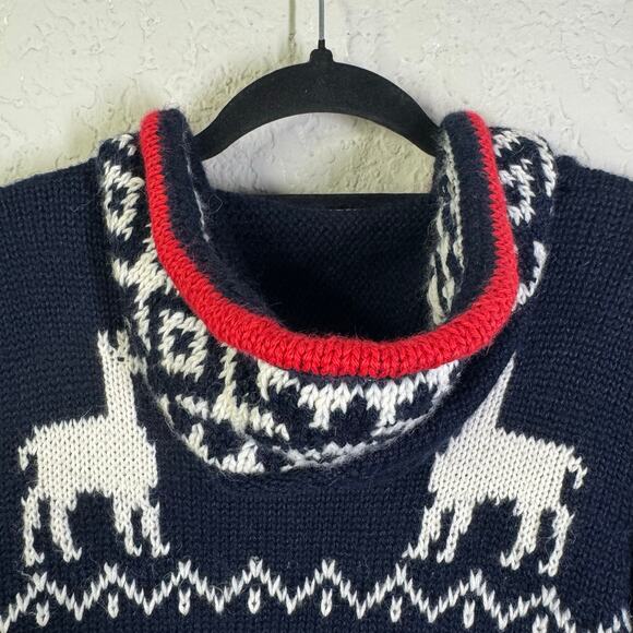 THE ALPACA CONNECTION Sweater Large Hoodie Cardigan Fair Isle Full Zip Llama - Picture 10 of 15